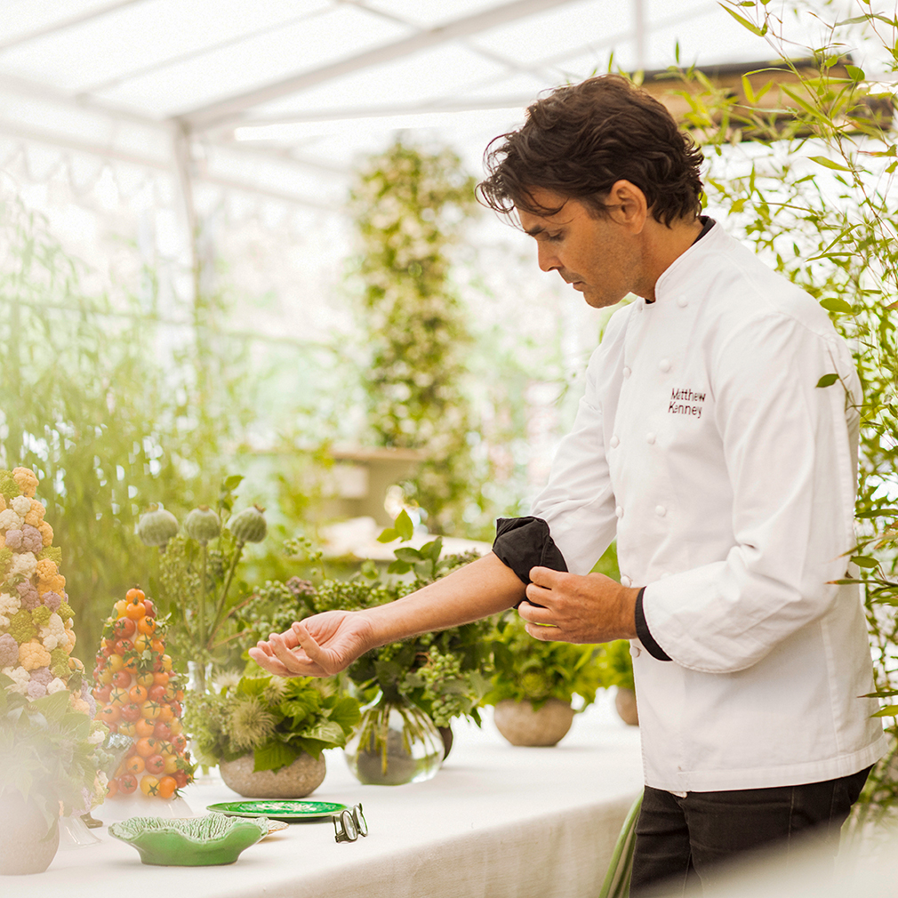 Chef Kenney in the Greenhouse