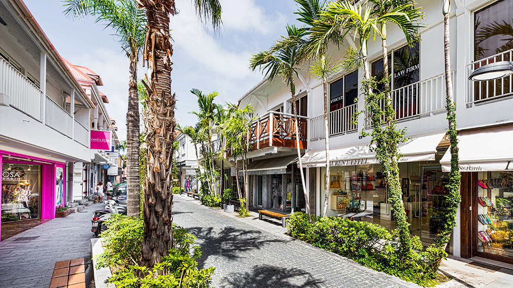 French West Indies, St-Barthelemy. Gustavia, shopping district